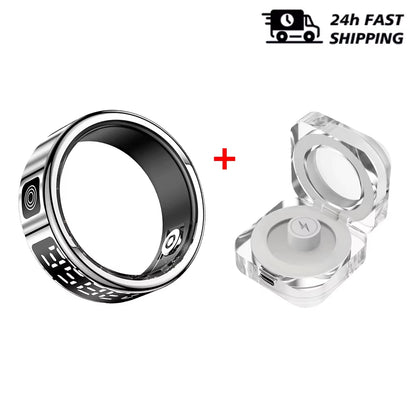 Smart Rings LED Display Screen for Heart Rate Blood Oxygen Sleep Monitoring Multi Sports Modes IP68 Waterproof Ring for Women