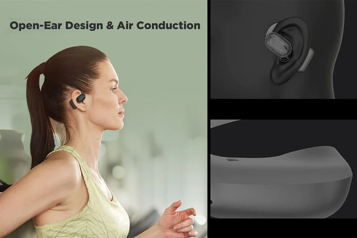 True Wireless Open Ear Water-Resistant Sport Earbuds (Black)