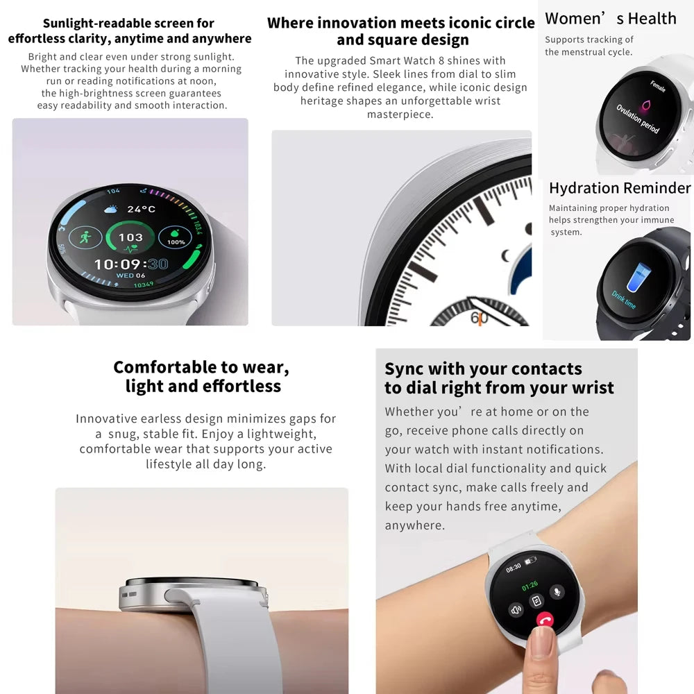 Mini Smartwatch 8 GPS Track Sport Heart Rate Bluetooth Call NFC IP68 Waterproof Compass Smart Watch for Men Women Smart Watches
